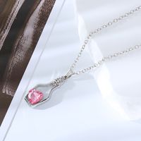 Simple Style Heart Shape Bottle Alloy Plating Inlay Artificial Crystal Women's Pendant Necklace sku image 11