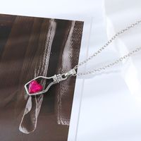 Simple Style Heart Shape Bottle Alloy Plating Inlay Artificial Crystal Women's Pendant Necklace sku image 15