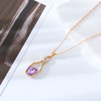 Simple Style Heart Shape Bottle Alloy Plating Inlay Artificial Crystal Women's Pendant Necklace sku image 14