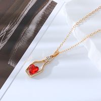 Simple Style Heart Shape Bottle Alloy Plating Inlay Artificial Crystal Women's Pendant Necklace sku image 17