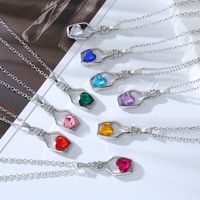 Simple Style Heart Shape Bottle Alloy Plating Inlay Artificial Crystal Women's Pendant Necklace main image 4