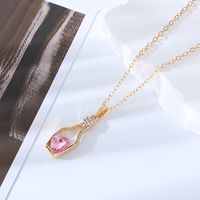 Simple Style Heart Shape Bottle Alloy Plating Inlay Artificial Crystal Women's Pendant Necklace sku image 4