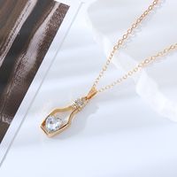 Simple Style Heart Shape Bottle Alloy Plating Inlay Artificial Crystal Women's Pendant Necklace sku image 8