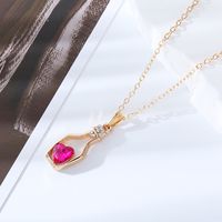 Simple Style Heart Shape Bottle Alloy Plating Inlay Artificial Crystal Women's Pendant Necklace sku image 10