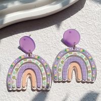 1 Pair Sweet Rainbow Plating Arylic 14k Gold Plated Drop Earrings sku image 3