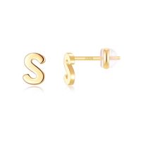 1 Pair Simple Style Letter Plating Sterling Silver 14k Gold Plated Ear Studs sku image 18
