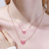 Sweet Heart Shape Sterling Silver Inlay Artificial Gemstones Pendant Necklace main image 5
