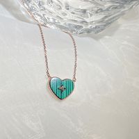 Sweet Heart Shape Sterling Silver Inlay Artificial Gemstones Pendant Necklace sku image 5