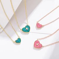 Sweet Heart Shape Sterling Silver Inlay Artificial Gemstones Pendant Necklace main image 6