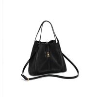 Women's Medium Pu Leather Solid Color Streetwear Square Zipper Ruched Bag sku image 2