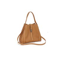 Women's Medium Pu Leather Solid Color Streetwear Square Zipper Ruched Bag sku image 4