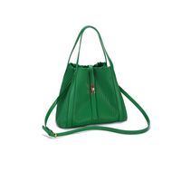 Women's Medium Pu Leather Solid Color Streetwear Square Zipper Ruched Bag sku image 3