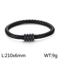 Einfacher Stil Geometrisch Pu-Leder Titan Stahl Überzug Männer Armbänder sku image 2