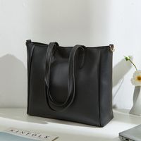 Women's Small Pu Leather Solid Color Streetwear Square Zipper Tote Bag sku image 1