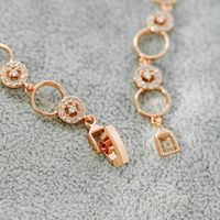 Elegant Vacation Sweet Solid Color Copper Hollow Out Inlay Zircon Rose Gold Plated Bracelets main image 3