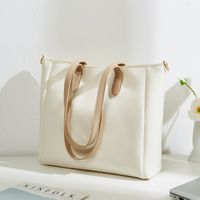 Women's Small Pu Leather Solid Color Streetwear Square Zipper Tote Bag sku image 2