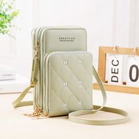 Women's Pu Leather Solid Color Vintage Style Square Zipper Phone Wallets sku image 5