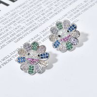 1 Pair Sweet Flower Plating Inlay Copper Zircon White Gold Plated Ear Studs main image 1