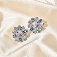 1 Pair Sweet Flower Plating Inlay Copper Zircon White Gold Plated Ear Studs main image 4