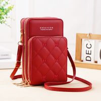 Women's Pu Leather Solid Color Vintage Style Square Zipper Phone Wallets sku image 2