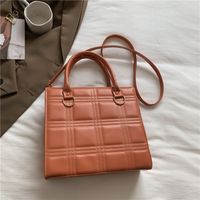 Women's Medium Pu Leather Solid Color Vintage Style Square Zipper Tote Bag sku image 4