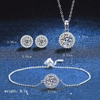 Elegant Round Sterling Silver Inlay Zircon Women's Bracelets Earrings Necklace main image 5