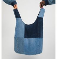 Women's Medium Denim Color Block Vintage Style Square Open Shoulder Bag Handbag main image 3