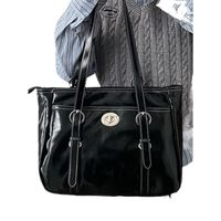 Women's Large Pu Leather Solid Color Vintage Style Square Lock Clasp Shoulder Bag Crossbody Bag Messenger Bag main image 5