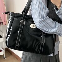 Women's Large Pu Leather Solid Color Vintage Style Square Lock Clasp Shoulder Bag Crossbody Bag Messenger Bag sku image 1