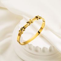 Retro Streetwear Solid Color Stainless Steel Plating 18k Gold Plated Bangle main image 3