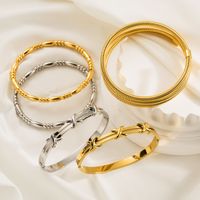 Retro Streetwear Solid Color Stainless Steel Plating 18k Gold Plated Bangle main image 1