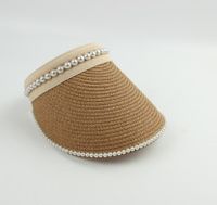 Women's Sweet Pastoral Solid Color Pearl Curved Eaves Sun Hat sku image 1
