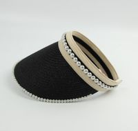 Women's Sweet Pastoral Solid Color Pearl Curved Eaves Sun Hat sku image 2