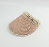 Women's Sweet Pastoral Solid Color Pearl Curved Eaves Sun Hat sku image 3