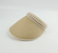 Women's Sweet Pastoral Solid Color Pearl Curved Eaves Sun Hat sku image 4