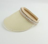 Women's Sweet Pastoral Solid Color Pearl Curved Eaves Sun Hat sku image 5