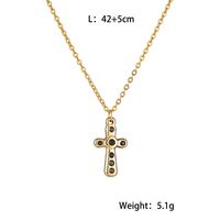 Simple Style Cross Stainless Steel Titanium Steel Plating Inlay Artificial Gemstones Pendant Necklace main image 2