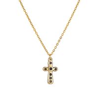 Simple Style Cross Stainless Steel Titanium Steel Plating Inlay Artificial Gemstones Pendant Necklace main image 5