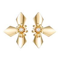 1 Pair Lady Flower Plating Metal Drop Earrings sku image 1