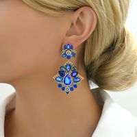 1 Pair Elegant Geometric Plating Inlay Zinc Alloy Glass Drop Earrings main image 3