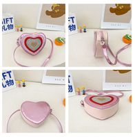 Girl's Pu Leather Color Block Cute Heart-shaped Zipper Crossbody Bag main image 2