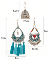 3 Pairs Ethnic Style Geometric Alloy Drop Earrings main image 2