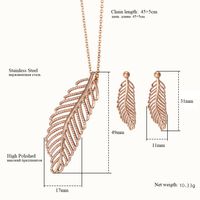 304 Stainless Steel 18K Gold Plated Casual Simple Style Plating Hollow Out Inlay Leaf Zircon Earrings Necklace main image 2