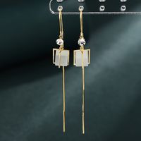1 Pair Simple Style Color Block Inlay Copper Zircon Drop Earrings main image 1