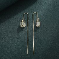 1 Pair Simple Style Color Block Inlay Copper Zircon Drop Earrings main image 3