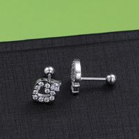 1 Pair Simple Style Solid Color Inlay Stainless Steel Zircon Ear Studs main image 2