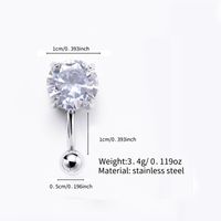 Simple Style Solid Color Stainless Steel Diamond Belly Ring In Bulk main image 3