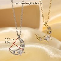 Elegant Star Moon Copper Plating Inlay Zircon 14k Gold Plated Necklace main image 3