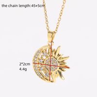 Simple Style Moon Copper Inlay Zircon 14k Gold Plated Necklace main image 3
