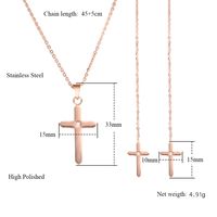 304 Stainless Steel 18K Gold Plated Simple Style Plating Cross Earrings Necklace main image 2